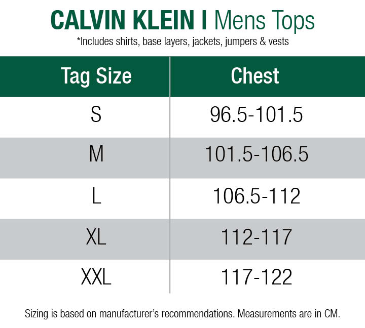 calvin klein-compression wear-mens size chart